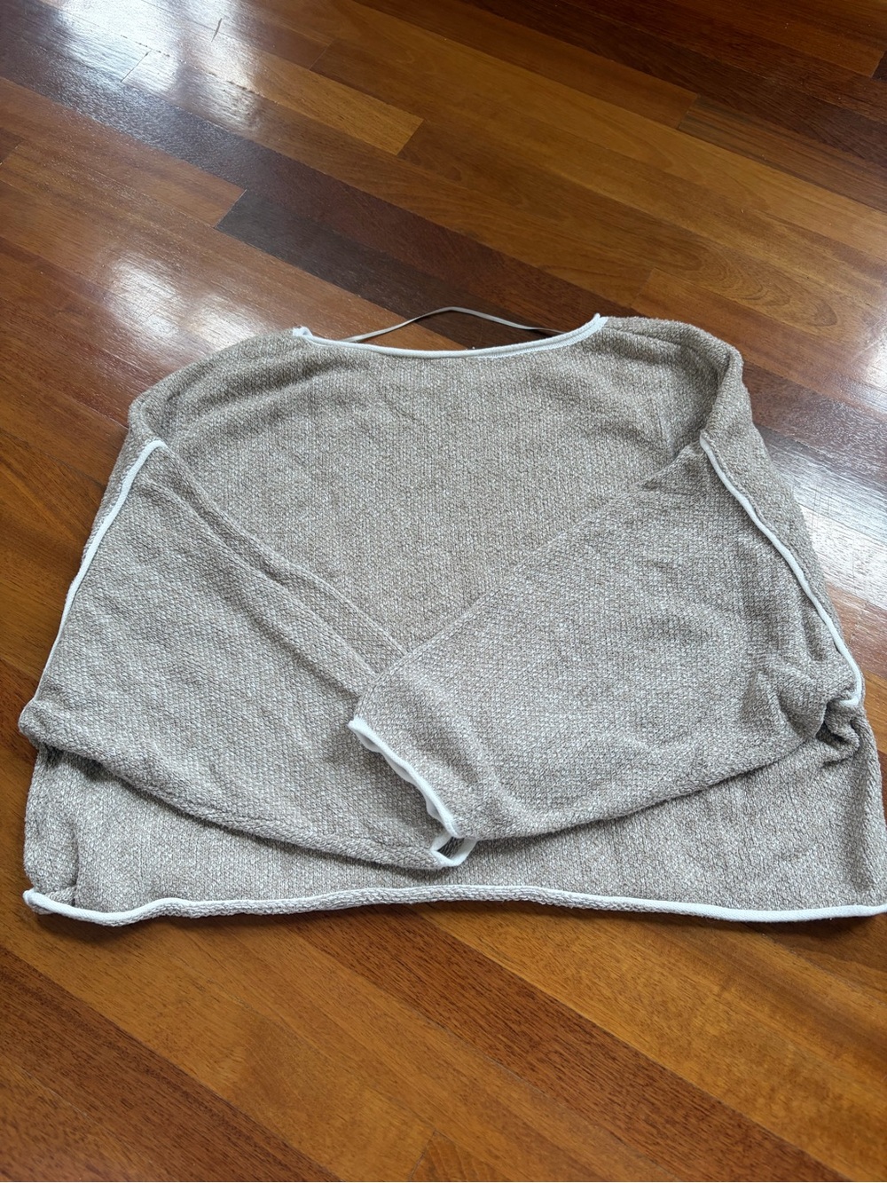 Free People Beige Cream Trim Lightweight Knit Sweater - Picture 3 of 3